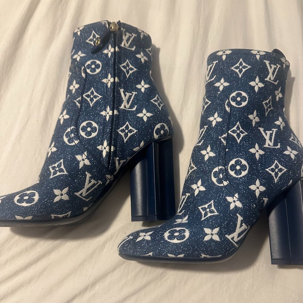 Louis Vuitton Denim Monogram Silhouette Ankle Boots
